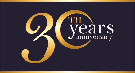 Anniversary logo template 30 years, art gold