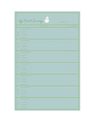 (smile bean) My Food Daily and fitness goals printable template Vector. Easily plan out of your meals for breakfast, lunch, dinner and snacks