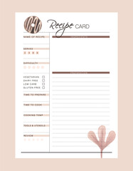 Meal Planner and recipe card planner. Plan you food day easily. Vector illustration.
