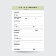 ChildCare Tax Statement,Child tax statement,Daycare tax form,Daycare tax,Childcare Form,Printable Daycare,Preschools From