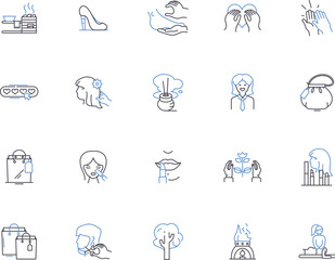 Beauty salon outline icons collection. Salon, Beauty, Hair, Nails, Facials, Makeup, Waxing vector and illustration concept set. Massage, Eyebrows, Barber linear signs