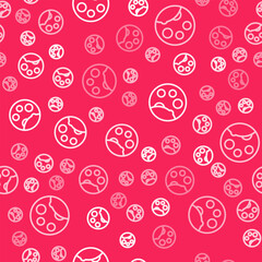Naklejka na ściany i meble White line Moon phases icon isolated seamless pattern on red background. Vector