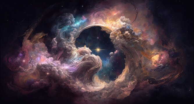 Colorful space galaxy cloud nebula. Stary night cosmos. Universe science astronomy. Supernova background wallpaper	