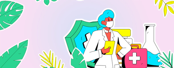 Medical Characters Anti-epidemic Flat Vector Concept Operation Hand Drawn Illustration
