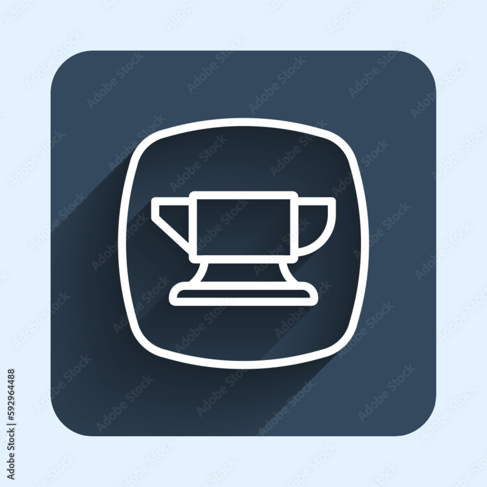 Poster white line blacksmith anvil tool icon isolated with long shadow background. metal forging. forge too