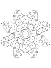 Flower mandala illustration. Oriental pattern, vintage decorative elements Easy mandala kaleidoscope pattern on white background 
Adult coloring page