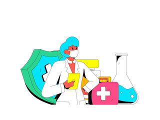Medical Characters Anti-epidemic Flat Vector Concept Operation Hand Drawn Illustration
