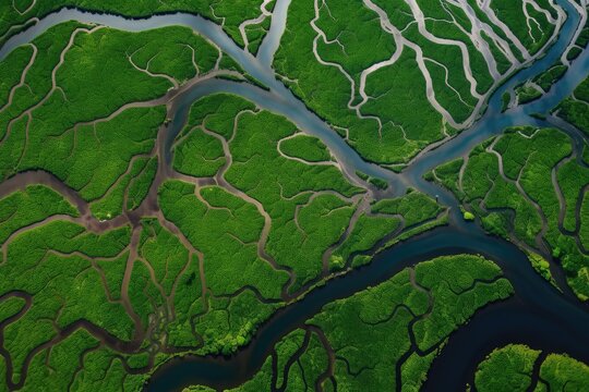 bewildering maze of waterways and tributaries in the amazonas, created with generative ai