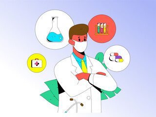 Medical Characters Anti-epidemic Flat Vector Concept Operation Hand Drawn Illustration
