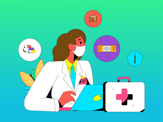 Medical Characters Anti-epidemic Flat Vector Concept Operation Hand Drawn Illustration
