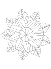 Flowers  Leaves Coloring page Adult.Contour drawing of a mandala on a white background.  Vector illustration