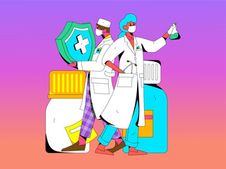 Medical Characters Anti-epidemic Flat Vector Concept Operation Hand Drawn Illustration

