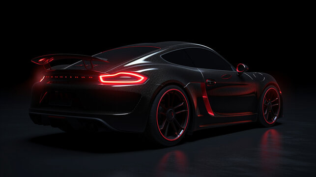 black red super Modern sport cars are in the studio room wallpaper Ai Generative