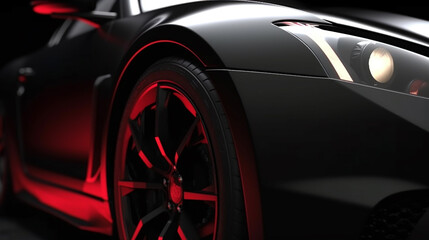 black red super Modern sport cars are in the studio room wallpaper Ai Generative