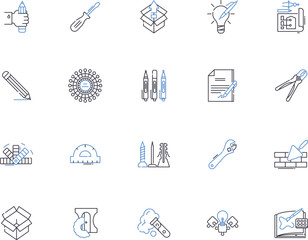 Materials outline icons collection. Fabrics, Plastics, Metals, Textiles, Ceramics, Wood, Concrete vector and illustration concept set. Leather, Glass, Paper linear signs