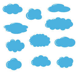 Set of blue clouds. Vector illustration