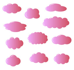 Set of pink clouds. Vector illustration