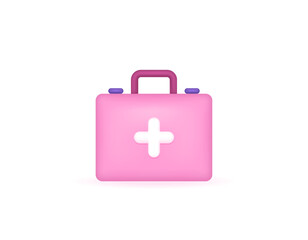 Obraz premium 3d medical box. First aid kits. symbols or icons. 3d and realistic design. vector elements