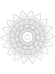 
   Flowers  Leaves Coloring page Adult.Contour drawing of a mandala on a white background.  Vector illustration Floral Mandala Coloring Pages, Flower Mandala Coloring Page, Coloring Page For Adul