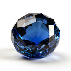 Blue sapphire gemstone on white background