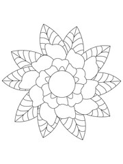 
   Flowers  Leaves Coloring page Adult.Contour drawing of a mandala on a white background.  Vector illustration Floral Mandala Coloring Pages, Flower Mandala Coloring Page, Coloring Page For Adul