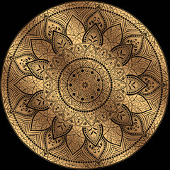 Mehndi Henna Drawing Circular Mandala pattern for tattoo, decoration premium product poster or painting. Decorative ornament in ethnic oriental style. Outline doodle hand draw illustration.