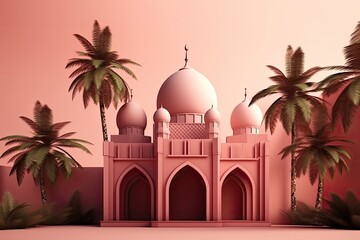 lantern ramadan islamic, eid mubarak banner with generative AI