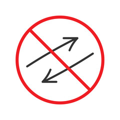 Forbidden sign of arrow icon isolated on white background vector illustration. Warning, caution, attention, restriction, danger flat sign design symbol