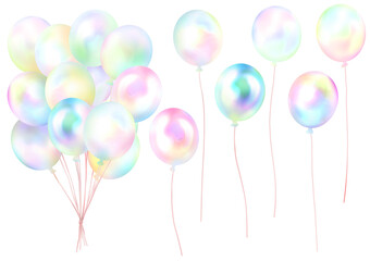 優しい水彩調のカラフル風船がいっぱい © 辛 甘