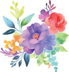 Beautiful romantic watercolor flower with roses. Bouquet decorated for flowers compositions, invitation letter, card design, decoration, banner