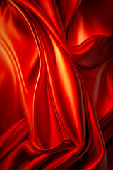 Close up of red background with wavy design in the center. Generative AI.