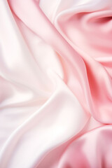 Close up of pink and white silk fabric with soft feel. Generative AI.