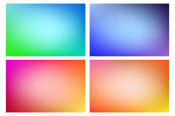 Naklejka premium Set of blue, green, yellow, red, orange gradient vector backgrounds. Gentle illustration in abstract style. Modern background for your interface, advertising, text restaurant, cafe, pastry shop