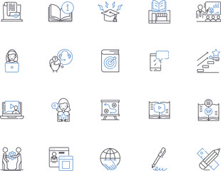 Learning business outline icons collection. business, learning, marketing, strategies, entrepreneurship, finance, sales vector and illustration concept set. management,investment,networking linear
