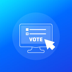 Vote, smart voting icon with a computer