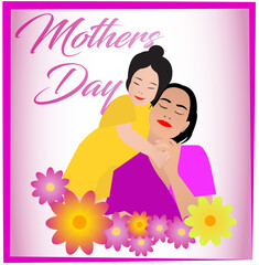 mother's day illustration, mother and daughter
