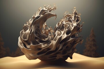 A surreal illustration of a twisted or distorted natural object or formation, Generative AI
