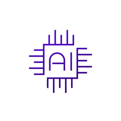 AI optimized hardware icon, line logo design