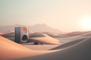 Fototapeta na wymiar A minimalist landscape with a simple desert or dune, Generative AI