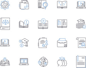 adult education outline icons collection. Adult, Education, Learning, Classes, Courses, Training, Program vector and illustration concept set. College, University, Literacy linear signs