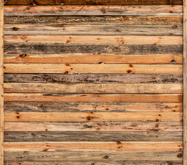Fototapeta na wymiar Natural Orange Wood Wall with Weathered Texture