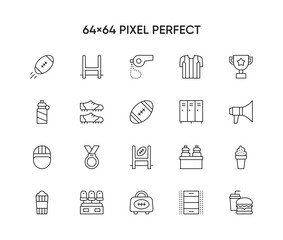 Rugby sport and recreation icons set, vector and illustration

