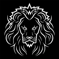 Black and White Lion Head for Logo Design