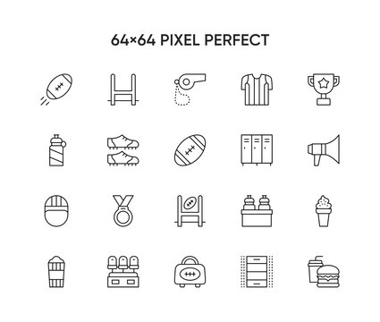 Rugby sport and recreation icons set, vector and illustration
