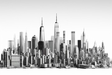 Manhattan skyline isolated on white. Generative AI