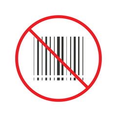 No barcode icon. Forbidden 
barcode icon. No bar code vector sign. Prohibited calling vector icon. Warning, caution, attention, restriction flat sign design. Do not 