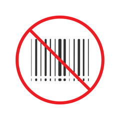 No barcode icon. Forbidden 
barcode icon. No bar code vector sign. Prohibited calling vector icon. Warning, caution, attention, restriction flat sign design. Do not 