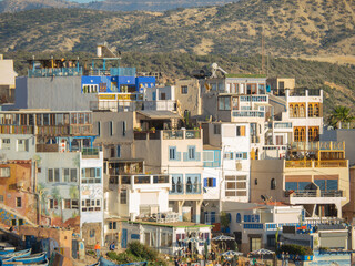 view of traditional African Moroccan town houses of the village by the sea Morocco  Agadir...