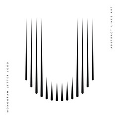 Letter U Abstract Stripes Line Logo