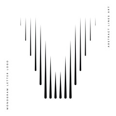 Letter V Logo with Abstract Line Pattern